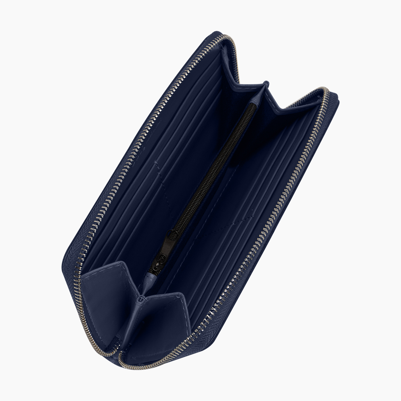 Portafoglio in tessuto sintetico e gommato con zip blu navy metal O wally - O bag Official Website