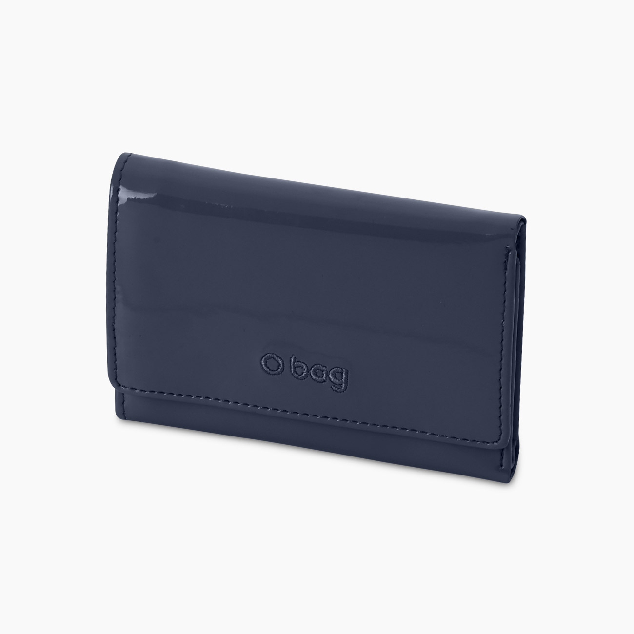 Portafoglio tessuto sintetico effetto vernice con zip blu navy O evy - O bag Official Website