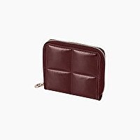 Portafoglio in nappa effetto 3D con zip bordeaux O half wally - O bag Official Website