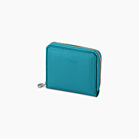 Portafoglio in tessuto sintetico e gommato con zip blue grass O half wally - O bag Official Website