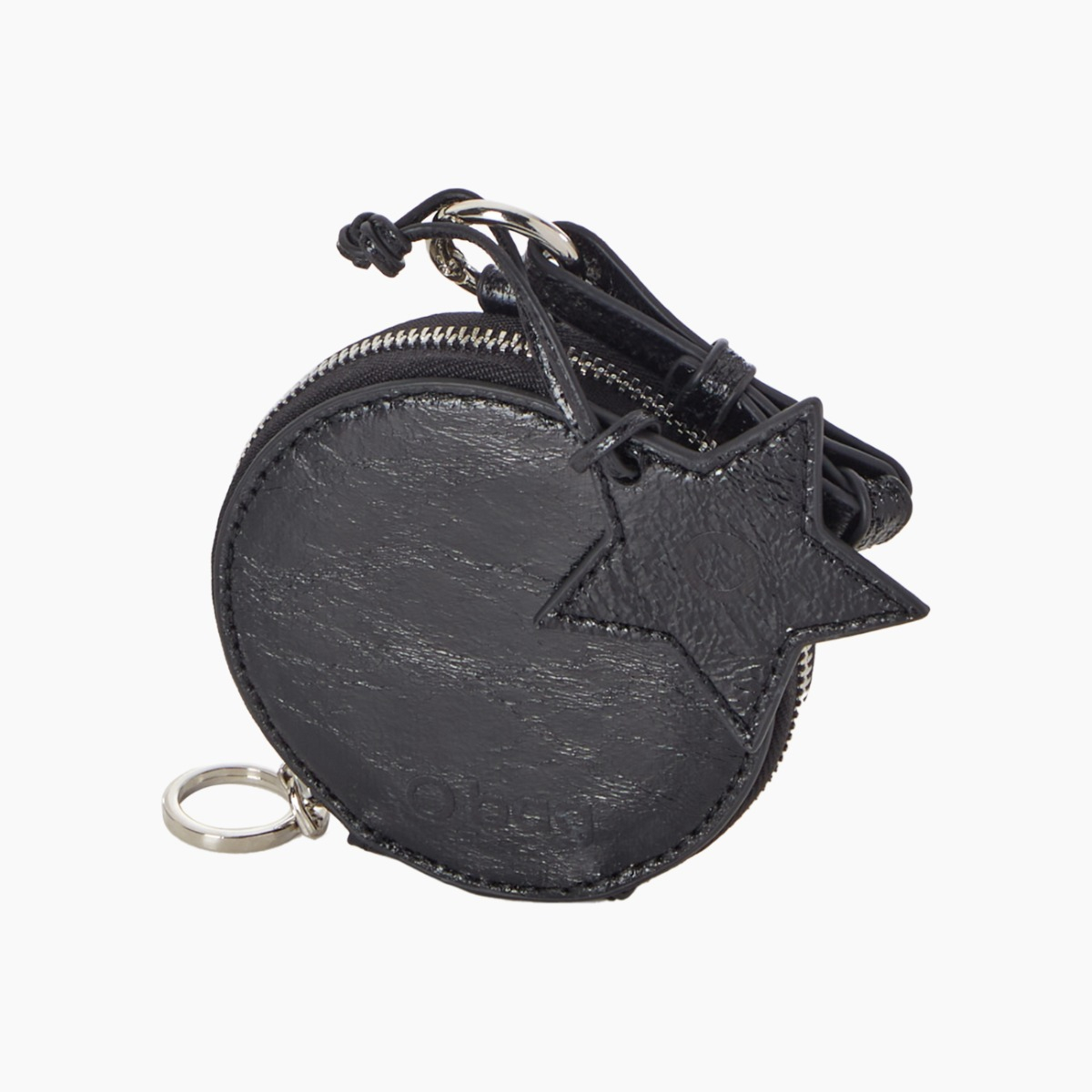 Portamonete charm rotondo Agatha laminato nero - O bag Official Website