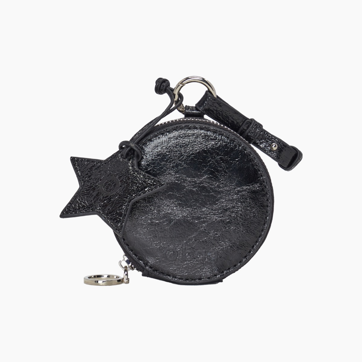 Portamonete charm rotondo Agatha laminato nero - O bag Official Website
