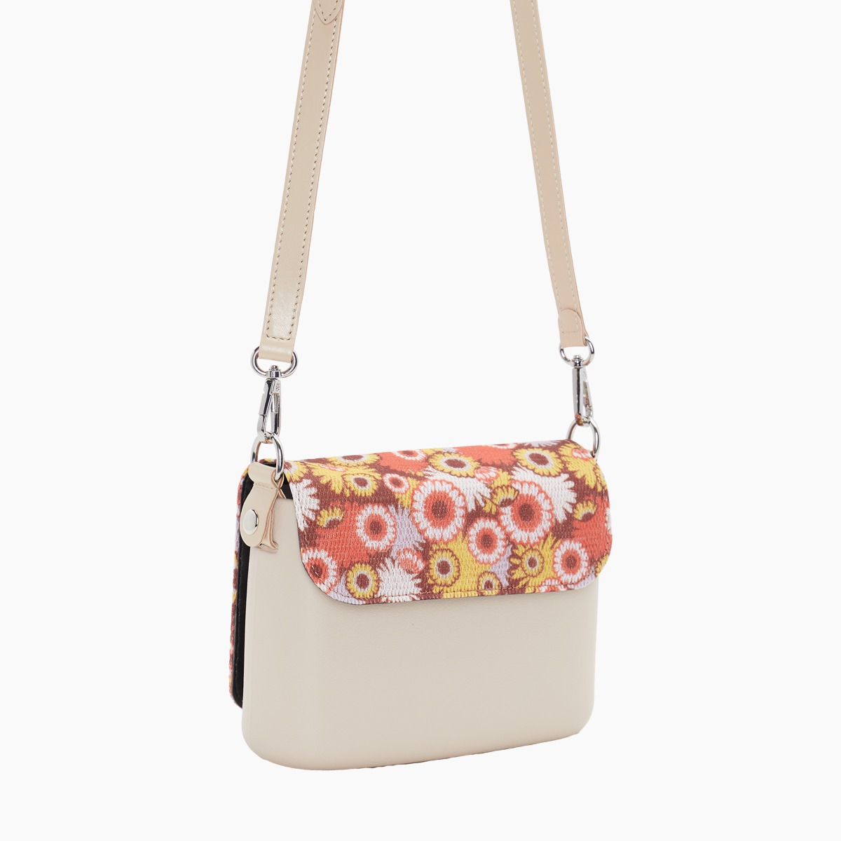 O pocket con pattina lace bloom e tracolla extraslim sabbia - O bag Official Website