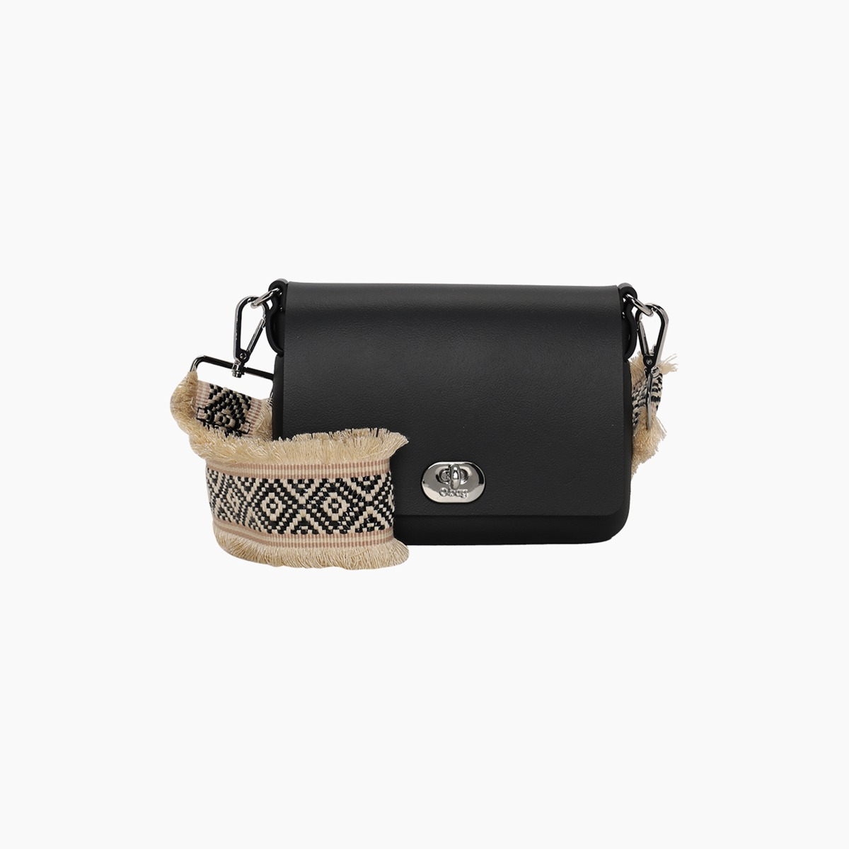 O pocket nera e jacquard frange nero - O bag Official Website