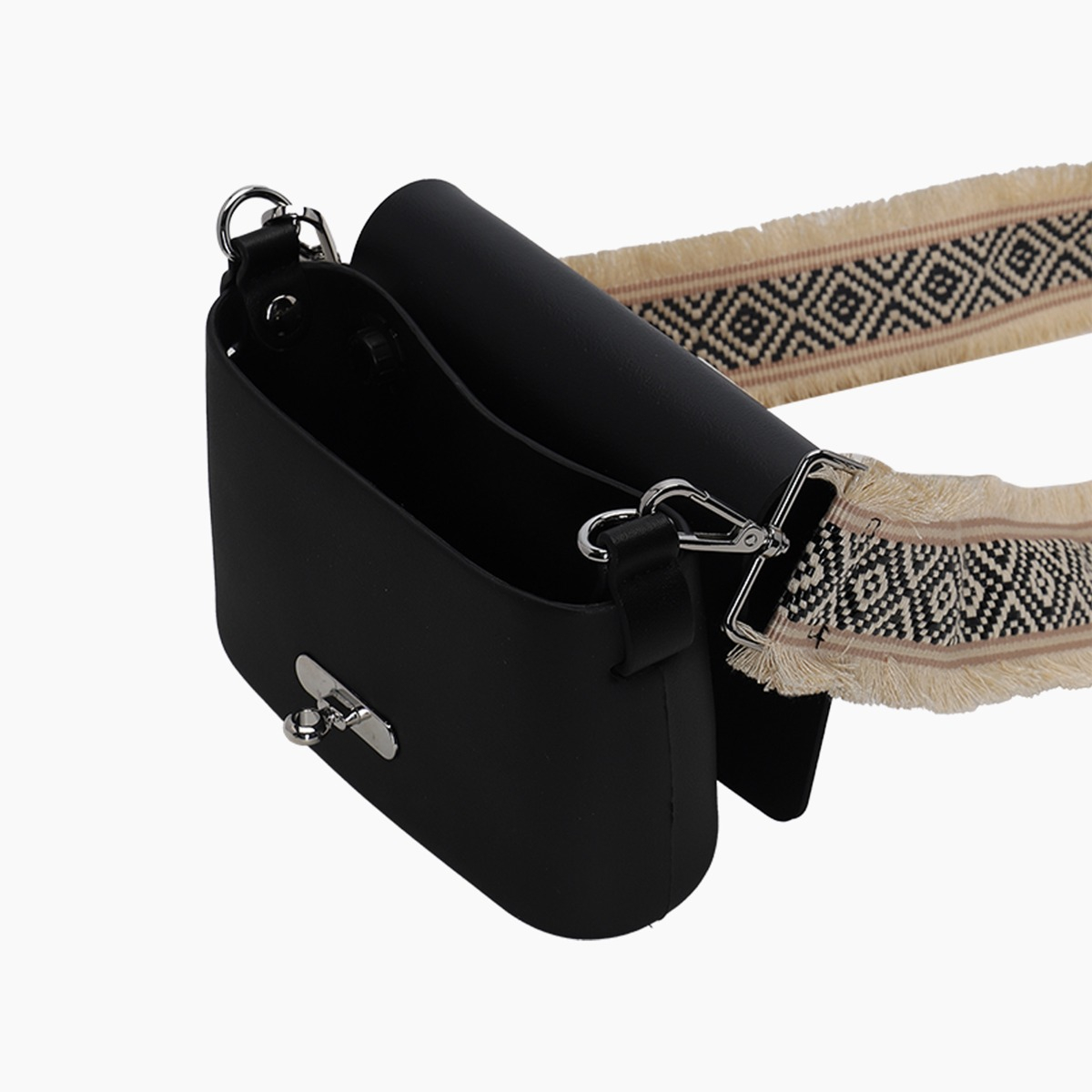 O pocket nera e jacquard frange nero - O bag Official Website
