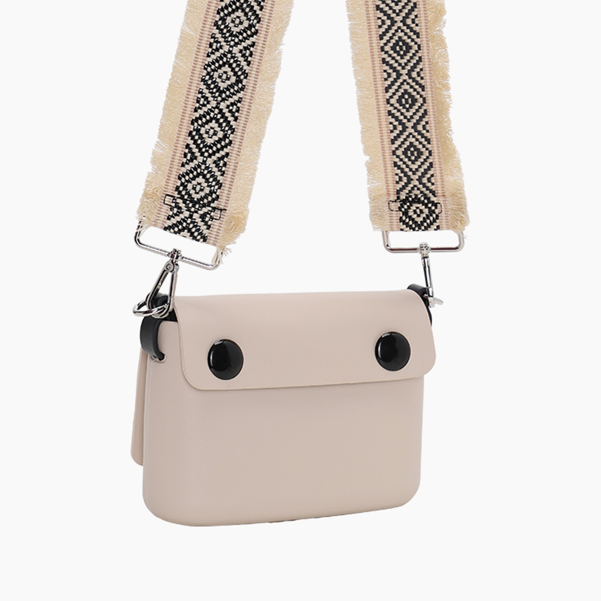 O pocket sabbia e jacquard frange nero - O bag Official Website