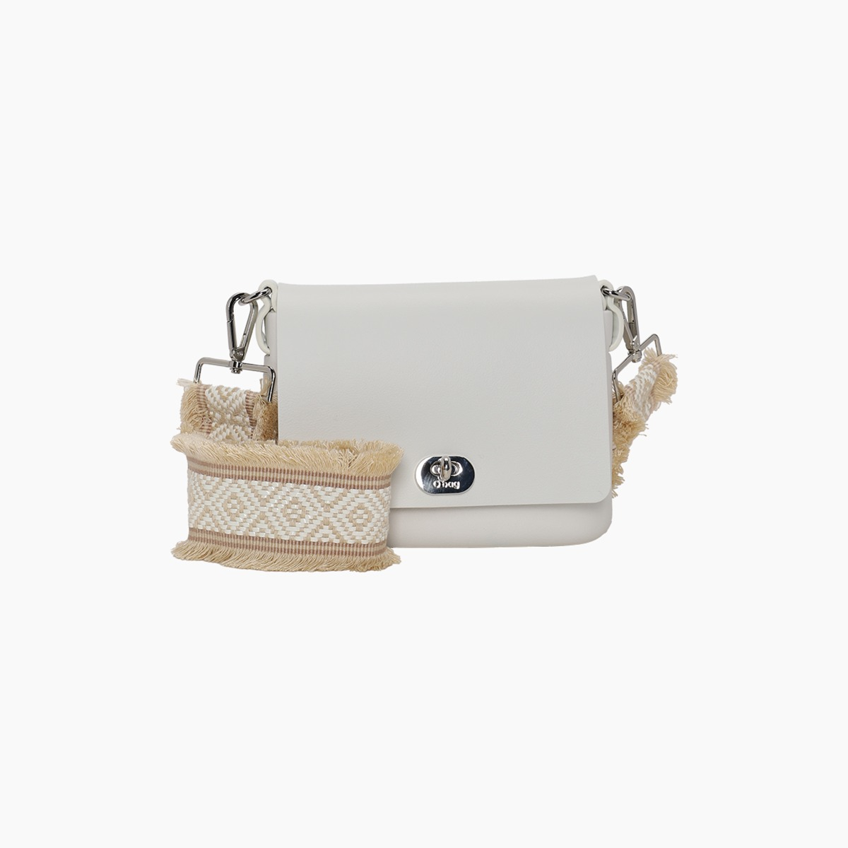 O pocket bianco e jacquard frange bianco - O bag Official Website