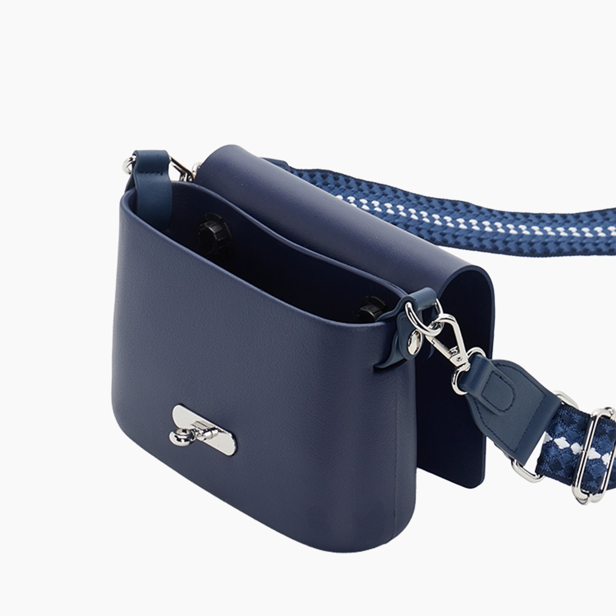O pocket con pattina e tracolla regolabile jacquard pluriball blu navy - O bag Official Website