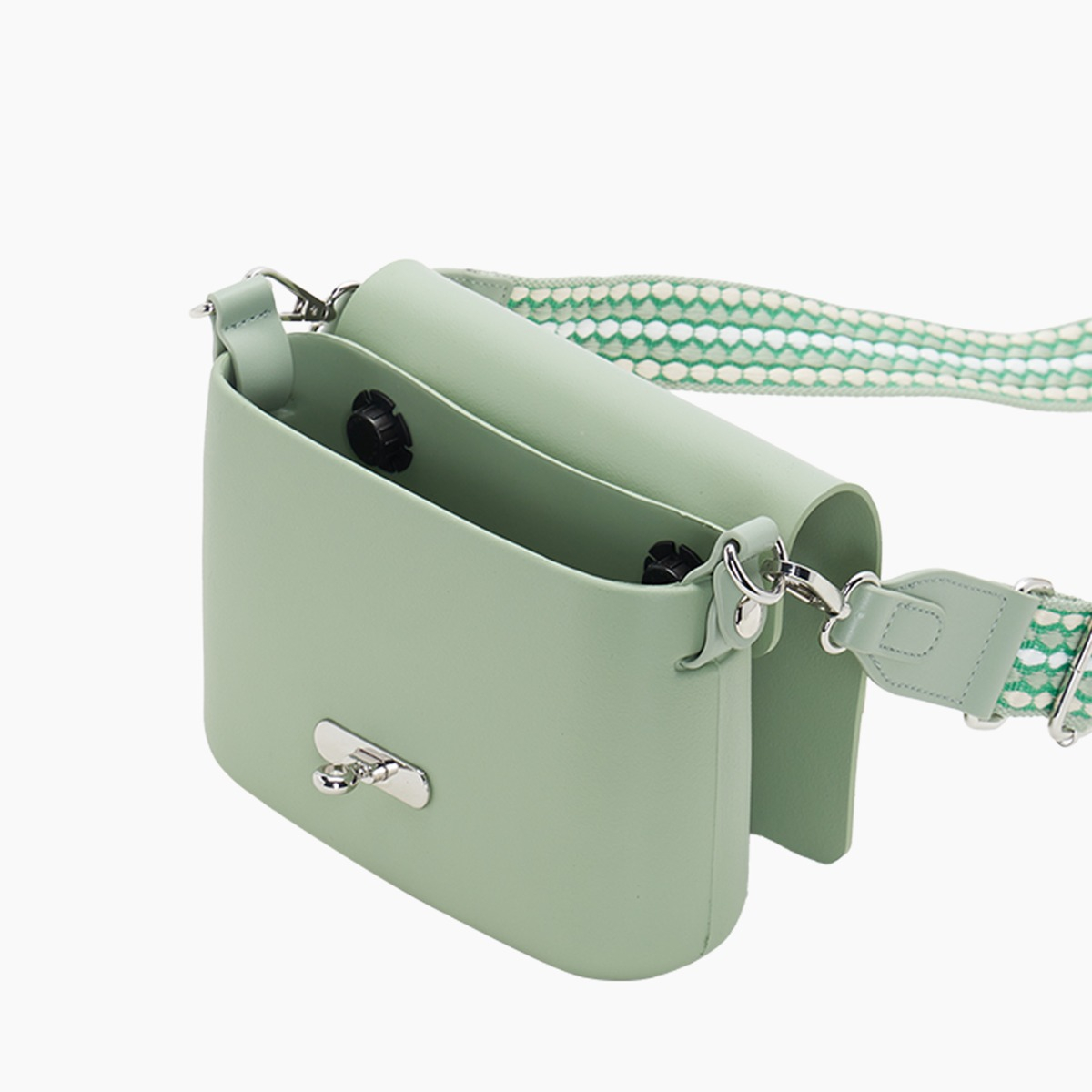 O pocket con pattina e tracolla regolabile jacquard matcha - O bag Official Website
