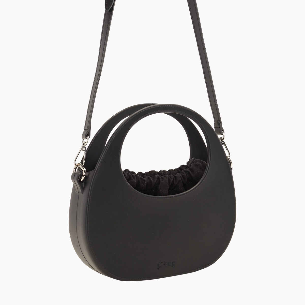 Borsa composta O bag oblò con sacca interna e tracolla effetto nappa easy nero - O bag Official Website