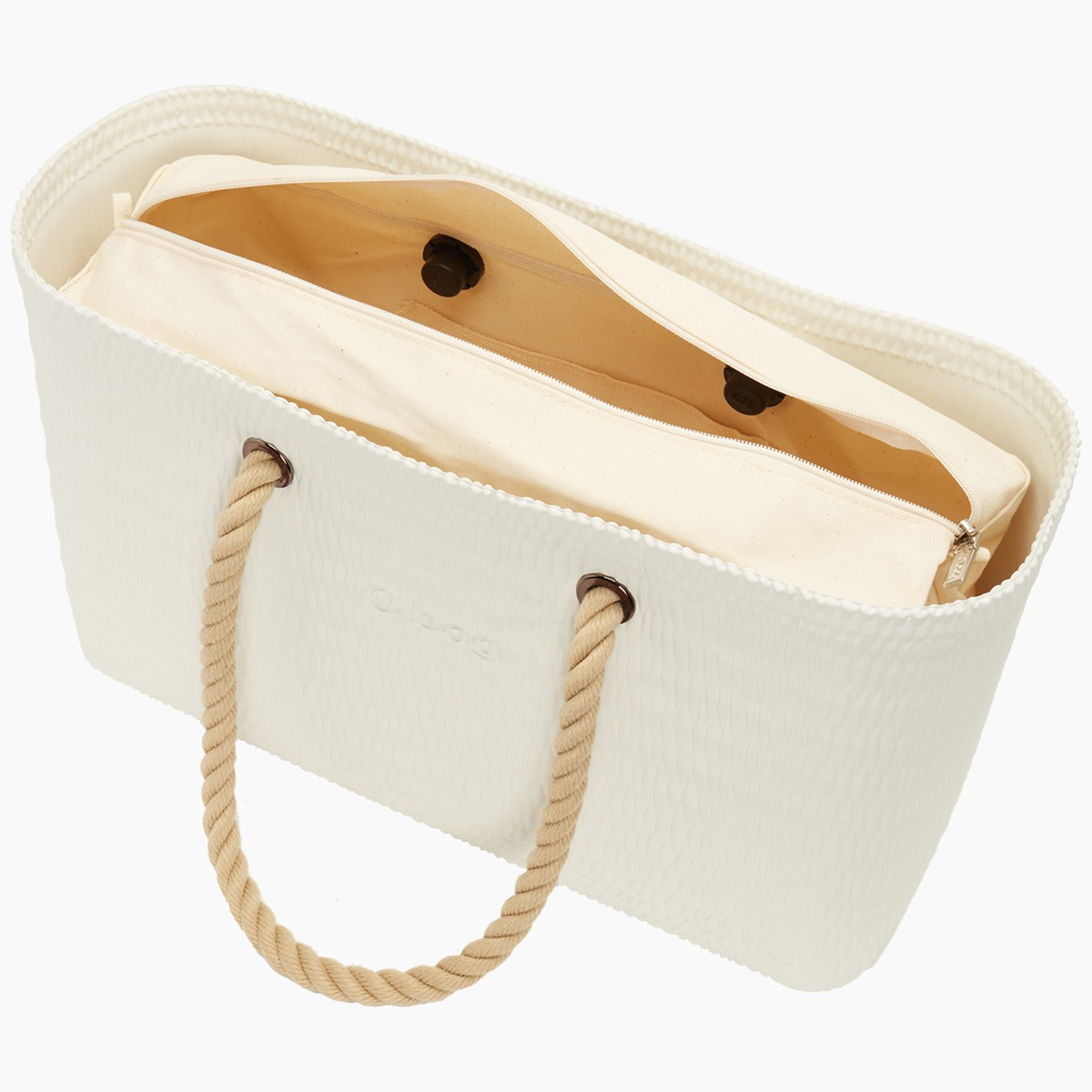 Borsa composta O bag beach manico lungo corda e sacca canvas latte - O bag Official Website