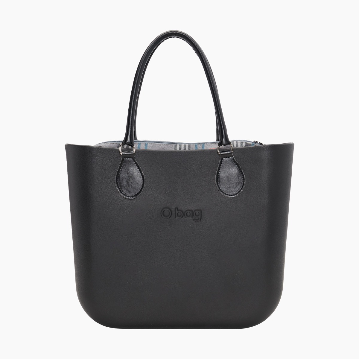 O bag con asa midi con aro y bolsa de tejido escocés oscuro - O bag Official Website