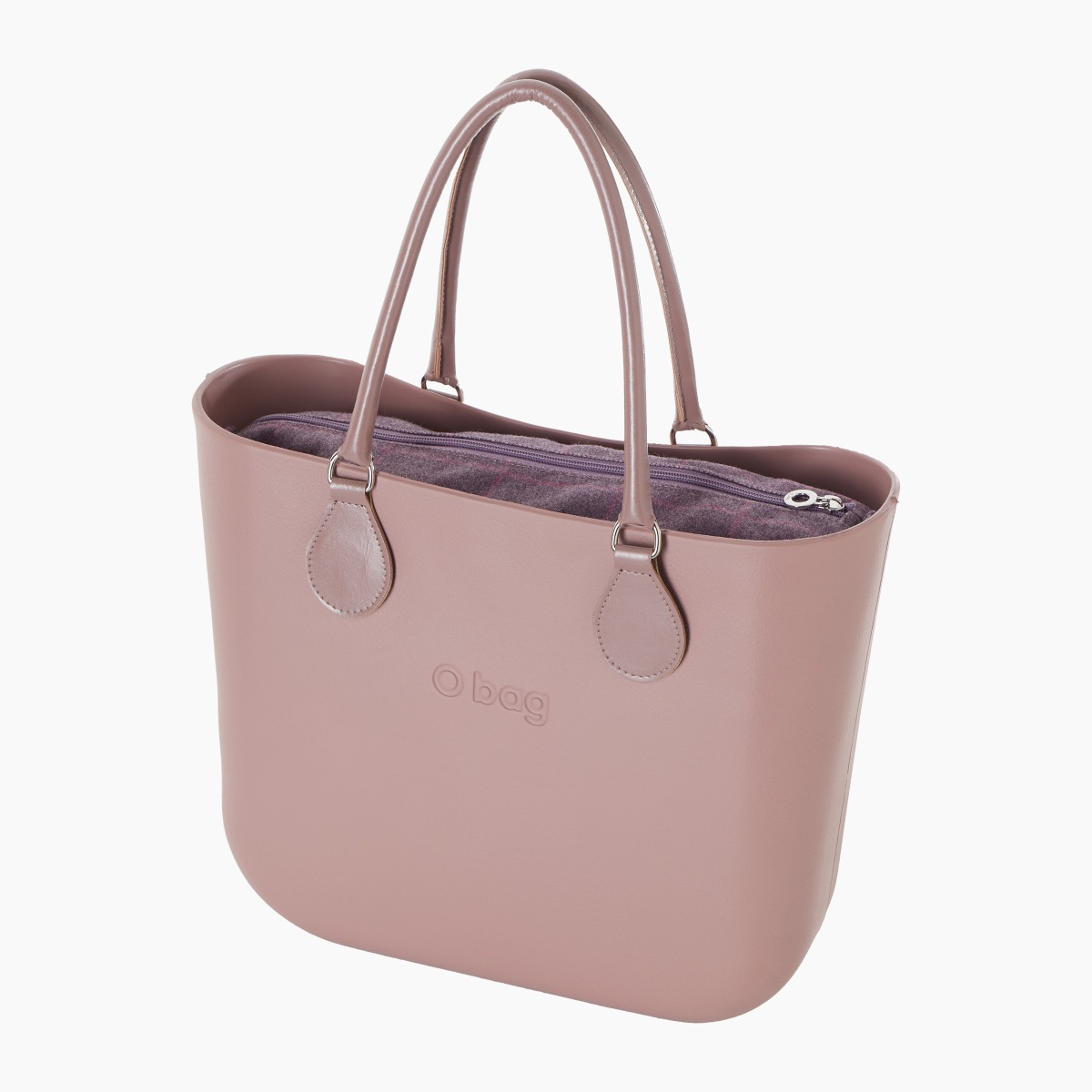 O bag con asa midi con aro y bolsa de tejido de cuadros - O bag Official Website