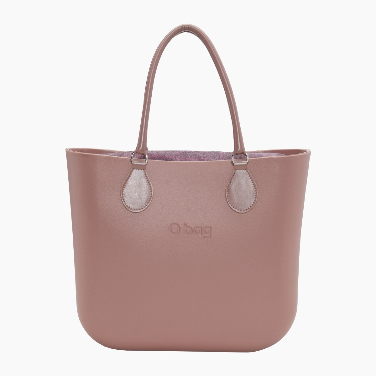 O bag con asa midi con aro y bolsa de tejido de cuadros - O bag Official Website