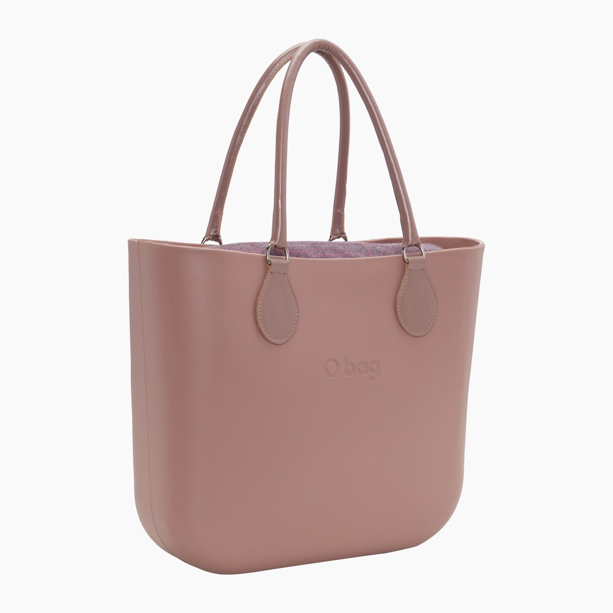 O bag con asa midi con aro y bolsa de tejido de cuadros - O bag Official Website