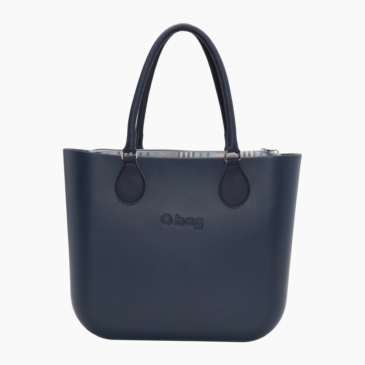 O bag con asas midi con aro y bolsa de tejido escocés oscuro - O bag Official Website
