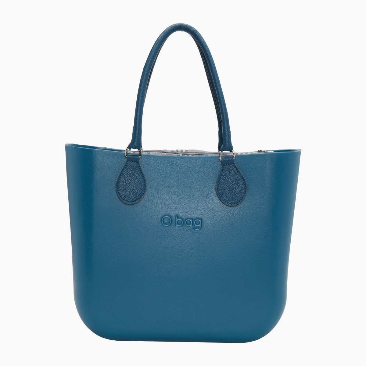 O bag con asas midi con aro y bolsa de tejido escocés oscuro - O bag Official Website