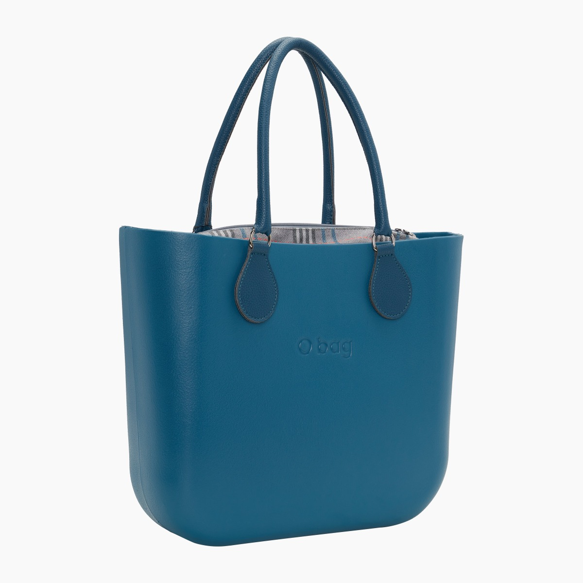 O bag con asas midi con aro y bolsa de tejido escocés oscuro - O bag Official Website