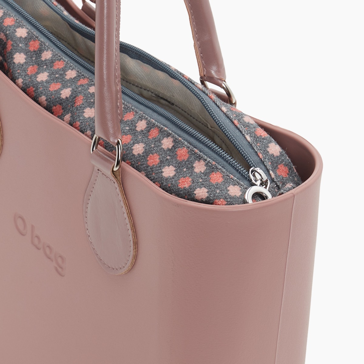 O bag mini con asa midi con aro y bolsa de tweed geométrico - O bag Official Website