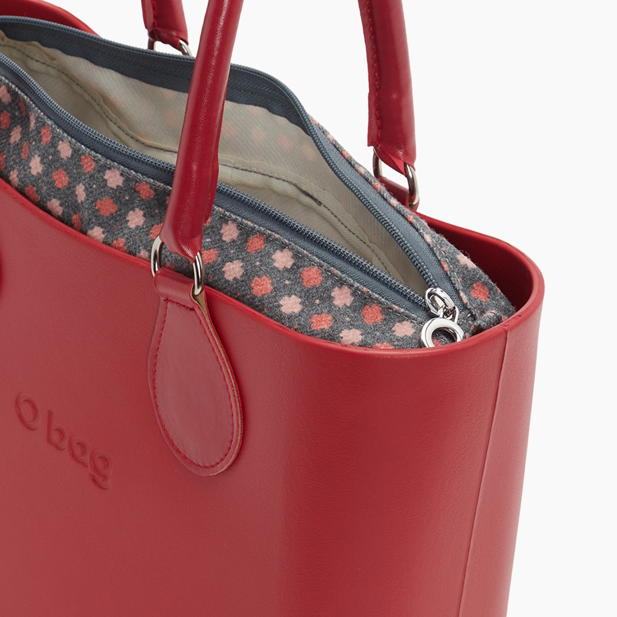 O bag mini con asa midi con aro y bolsa de tweed geométrico - O bag Official Website