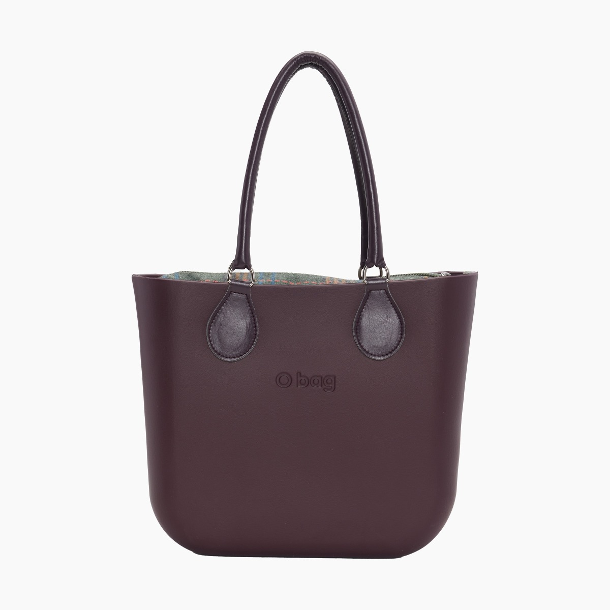 O bag mini con asa midi con aro y bolsa de tejido escocés - O bag Official Website