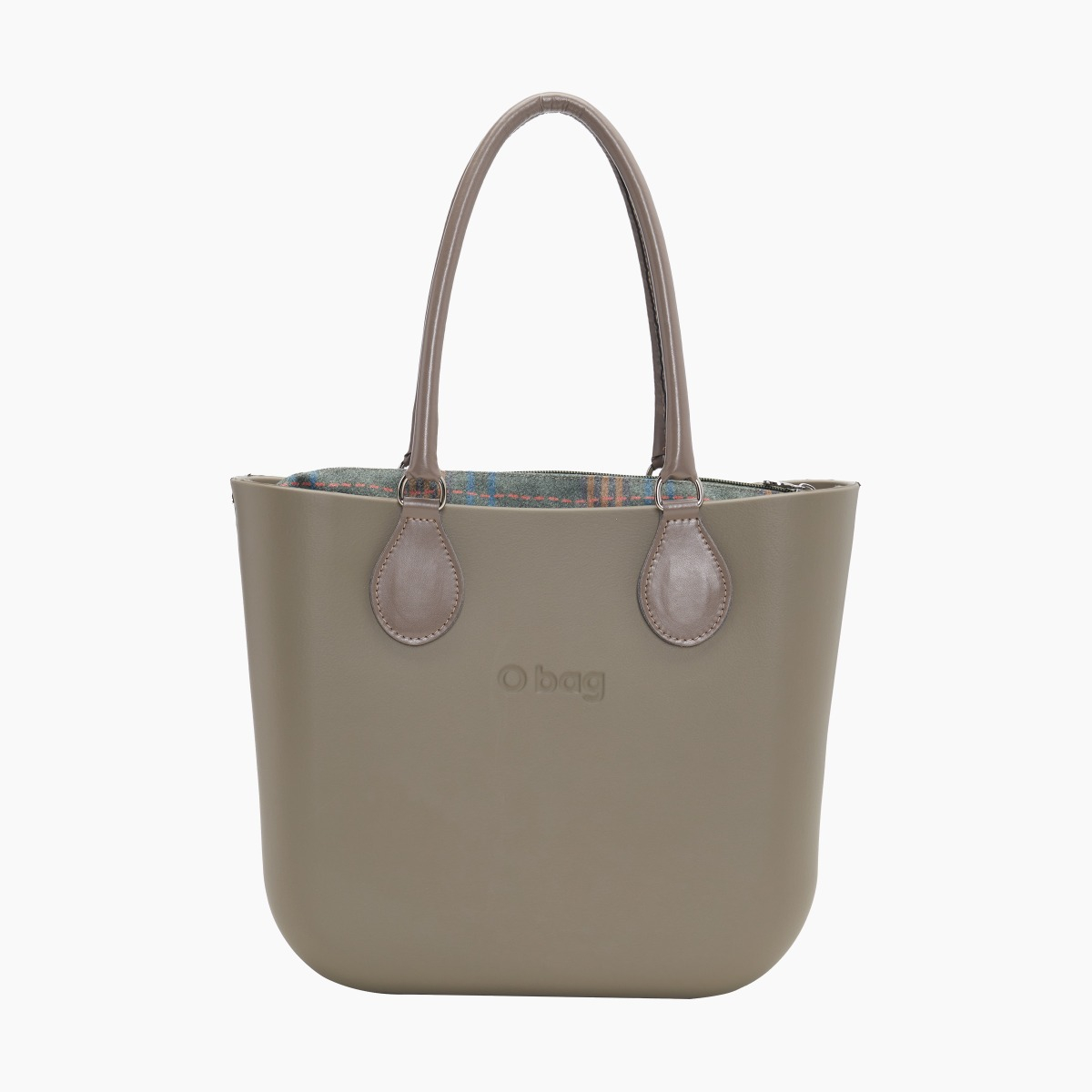 O bag mini con asa midi con aro y bolsa de tejido escocés - O bag Official Website