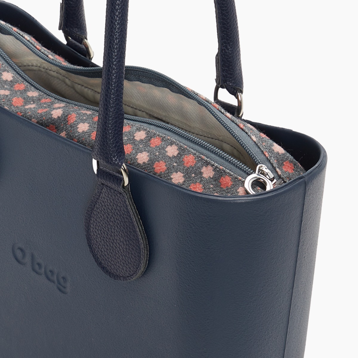 O bag mini con asa midi con aro y bolsa de tweed geométrico - O bag Official Website