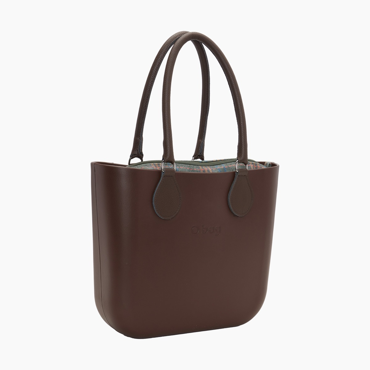 O bag mini con asa midi con aro y bolsa de tejido escocés - O bag Official Website