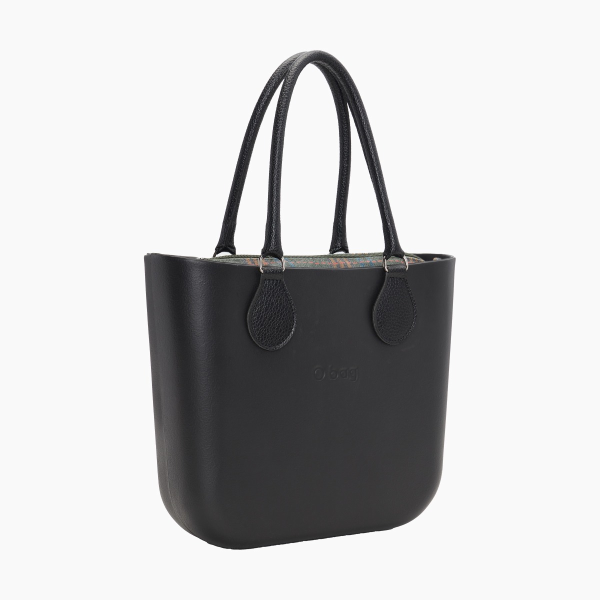 O bag mini con asa midi con aro y bolsa de tejido escocés - O bag Official Website