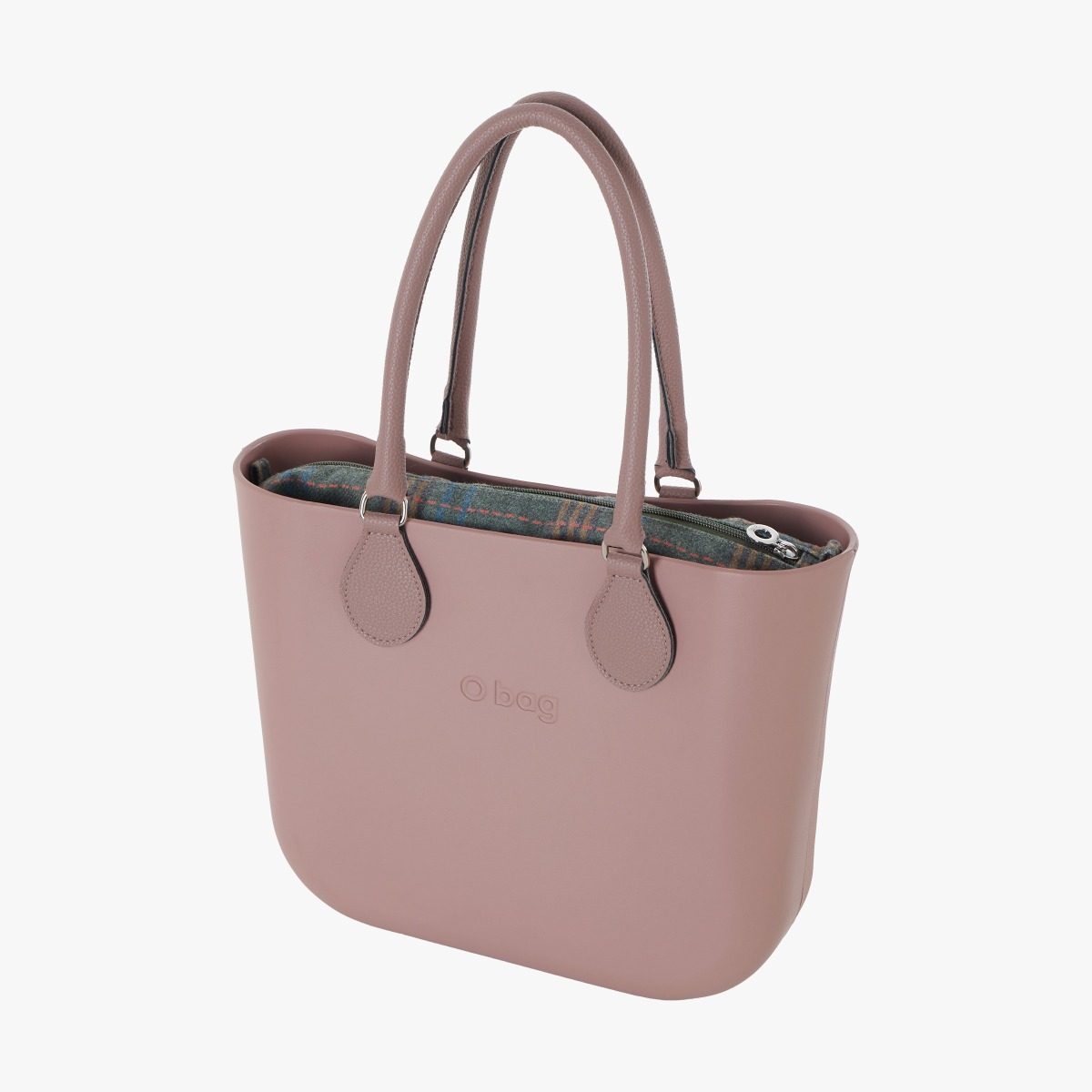 O bag mini con asa midi con aro y bolsa de tejido escocés - O bag Official Website