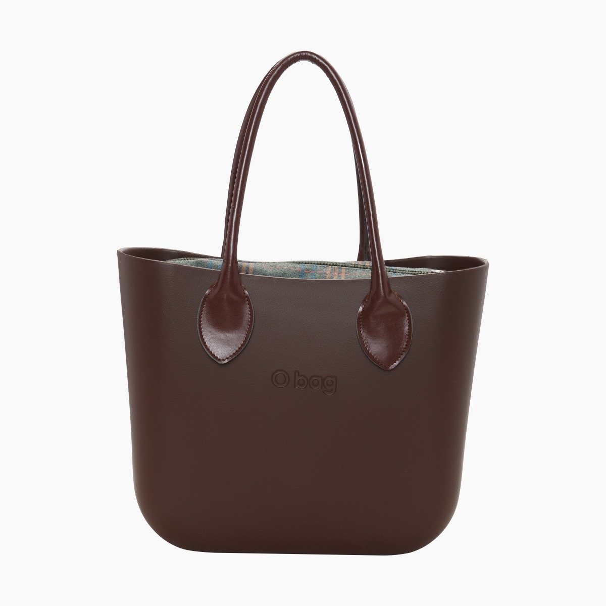 O bag con asa larga en forma de corazón y bolsa de tejido escocés - O bag Official Website