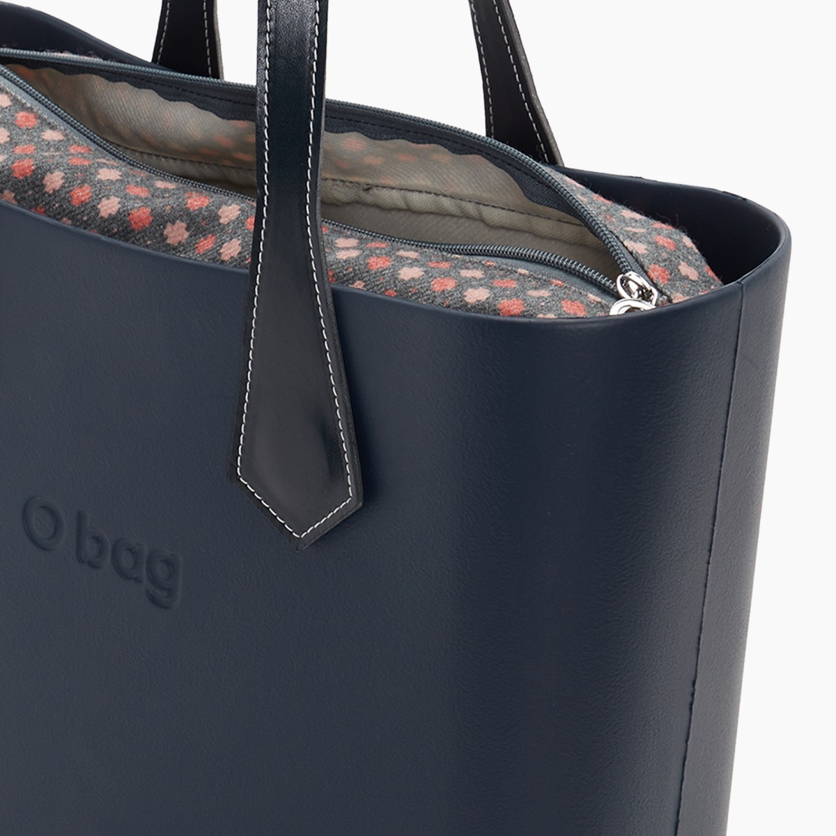 O bag con asa larga en punta y bolsa de tweed geométrico - O bag Official Website