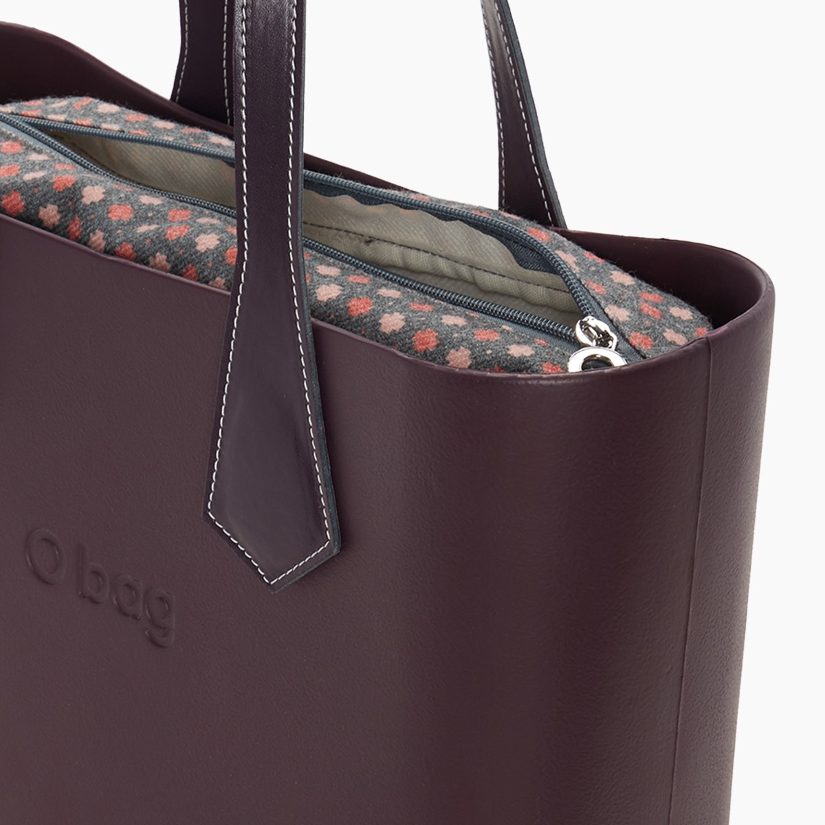 O bag con asa larga en punta y bolsa de tweed geométrico - O bag Official Website