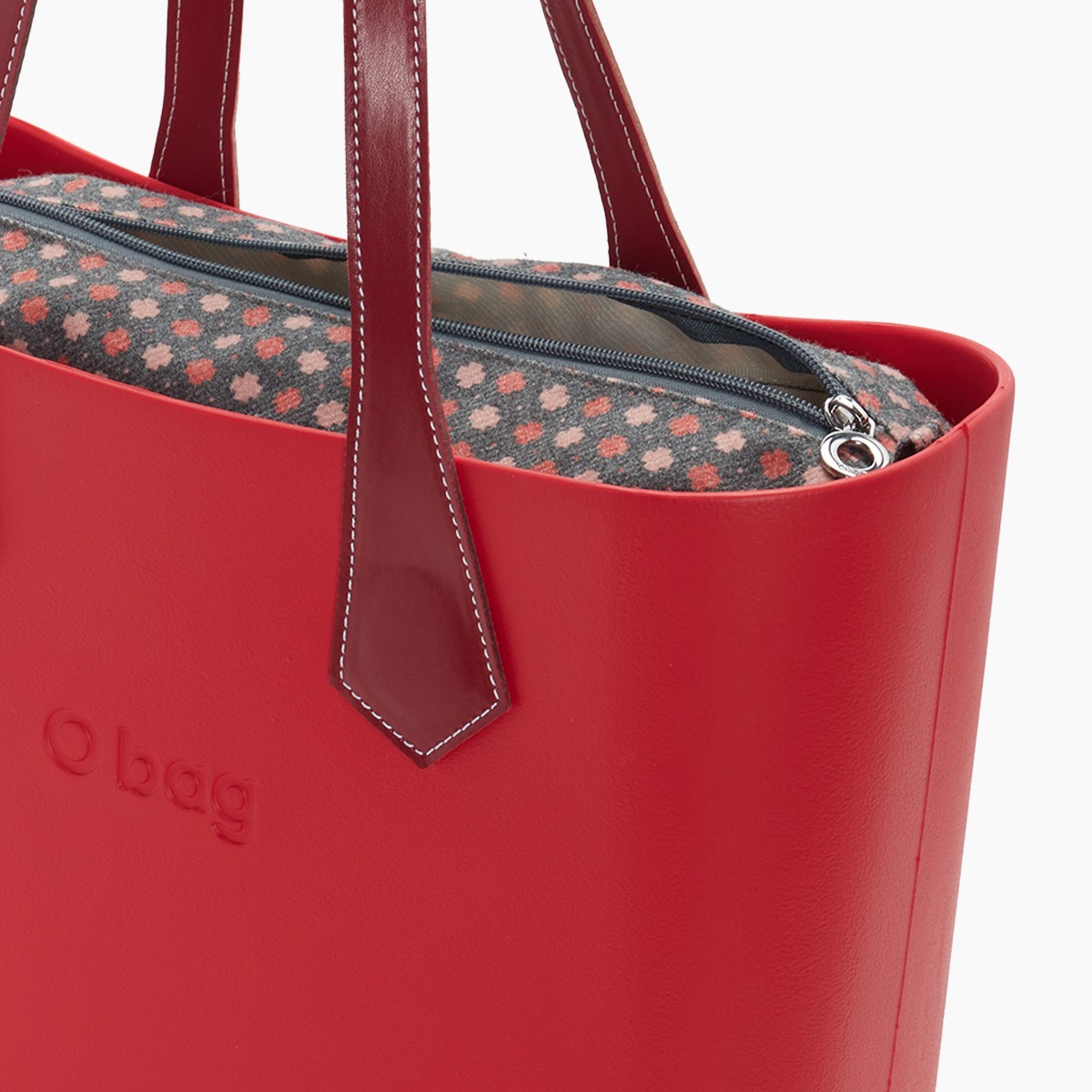 O bag con asa larga en punta y bolsa de tweed geométrico - O bag Official Website