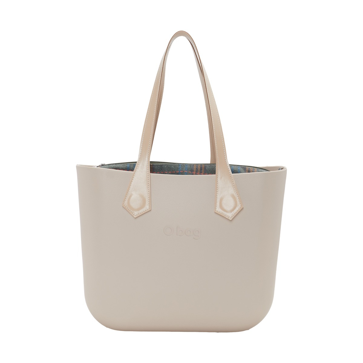 O bag con asa larga en punta y bolsa de tejido escocés - O bag Official Website