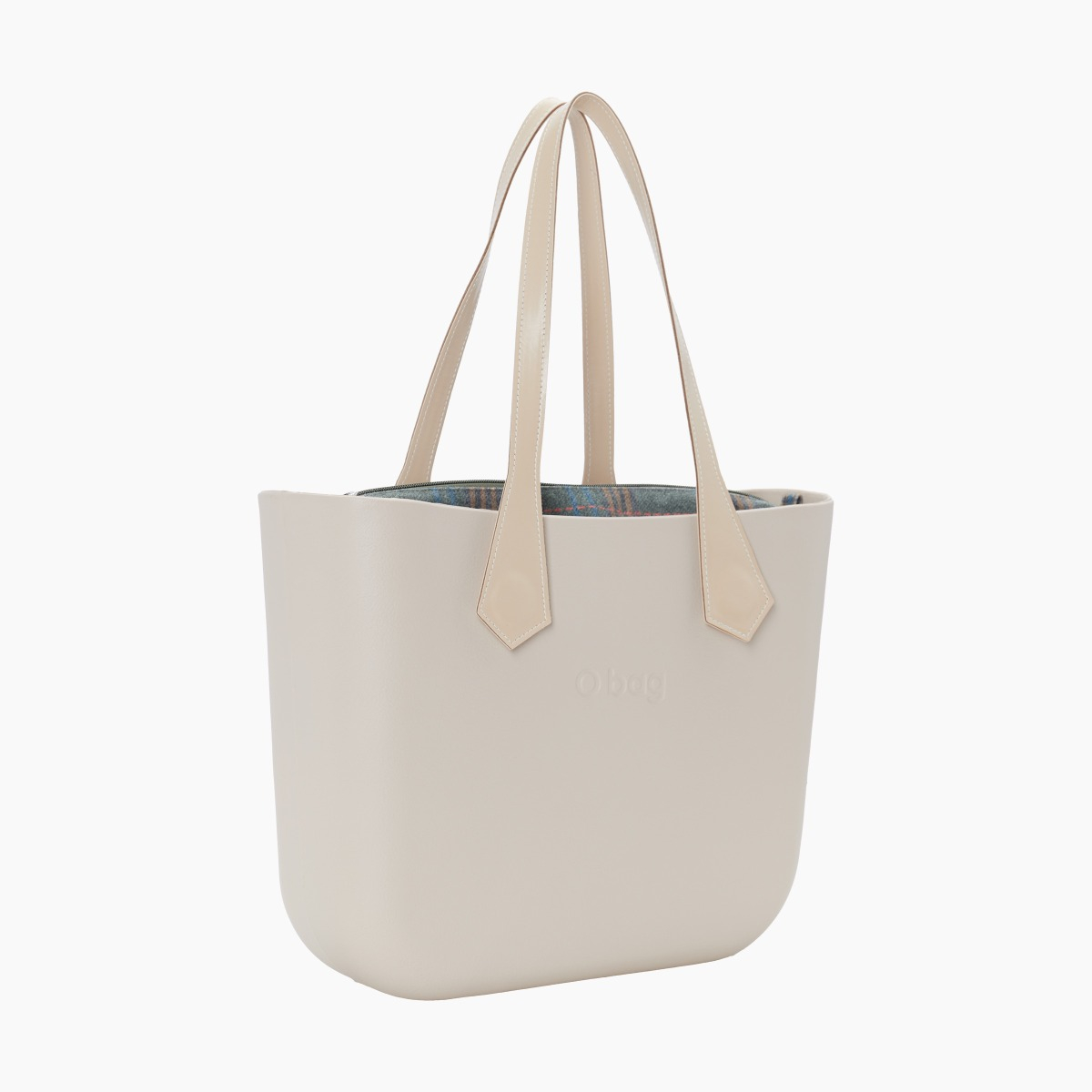 O bag con asa larga en punta y bolsa de tejido escocés - O bag Official Website