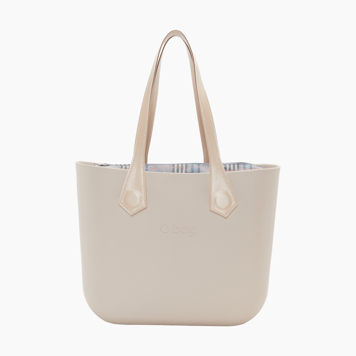 O bag con asa larga en punta y bolsa de tejido escocés oscuro - O bag Official Website