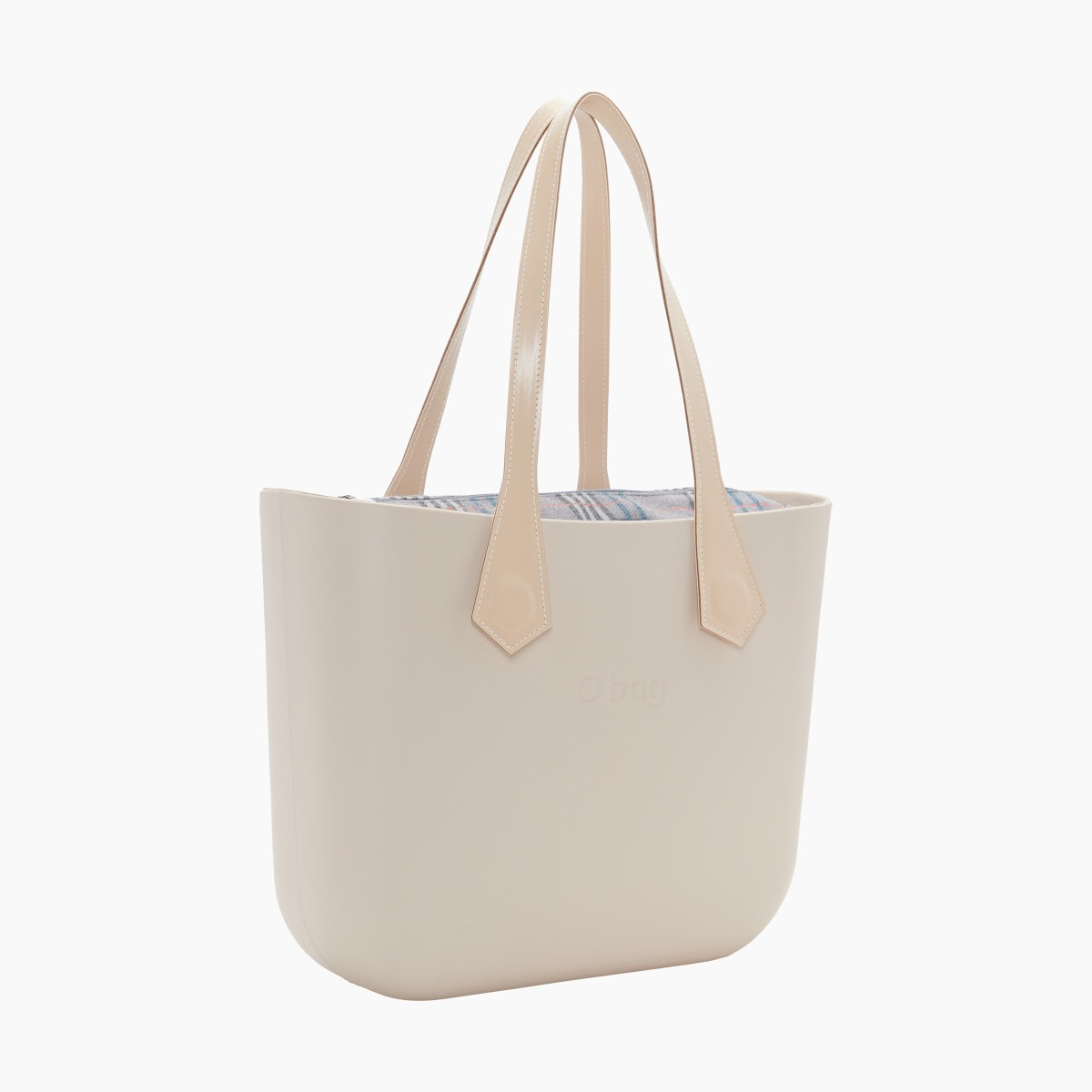 O bag con asa larga en punta y bolsa de tejido escocés oscuro - O bag Official Website