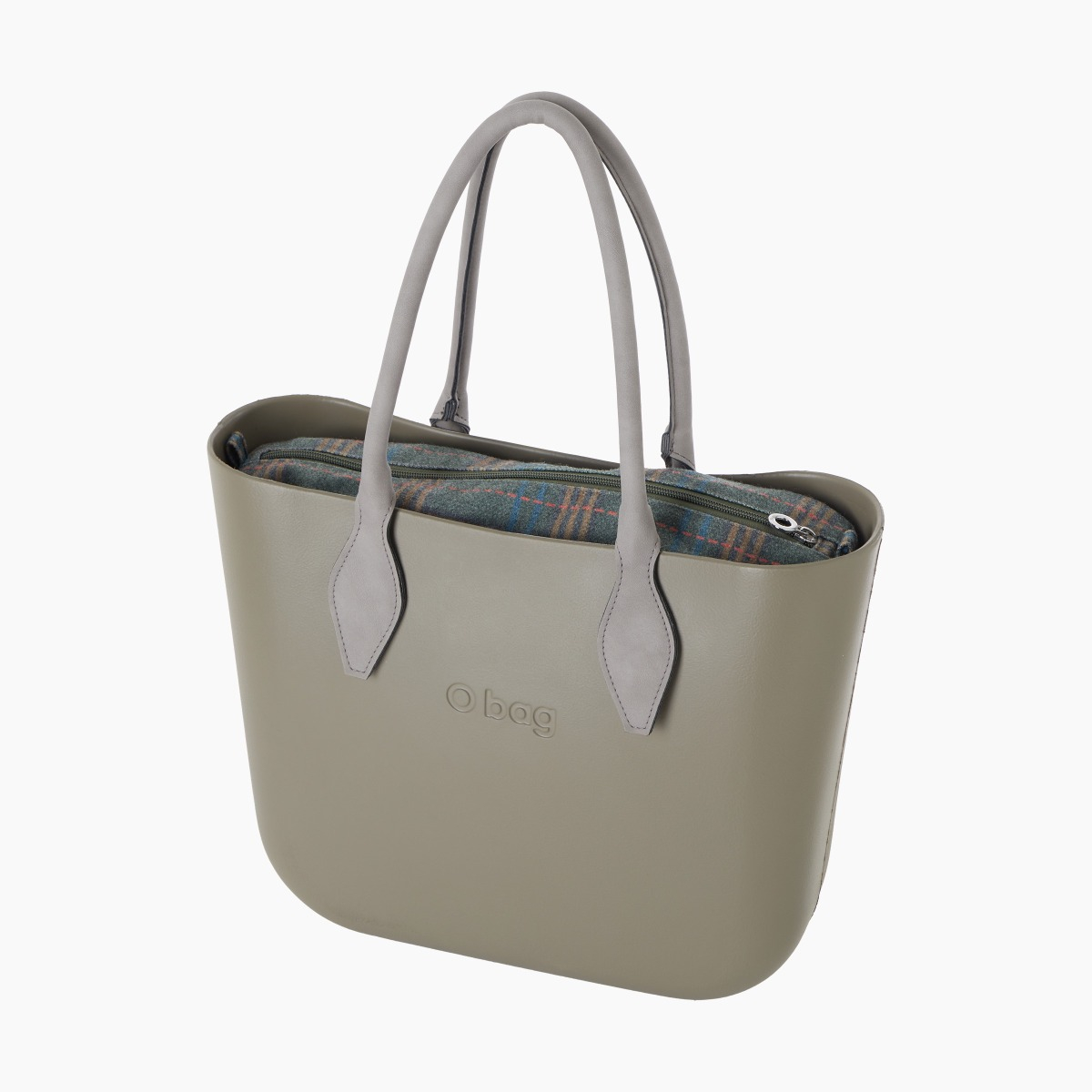 O bag con asa larga en rombo y bolsa de tejido escocés - O bag Official Website