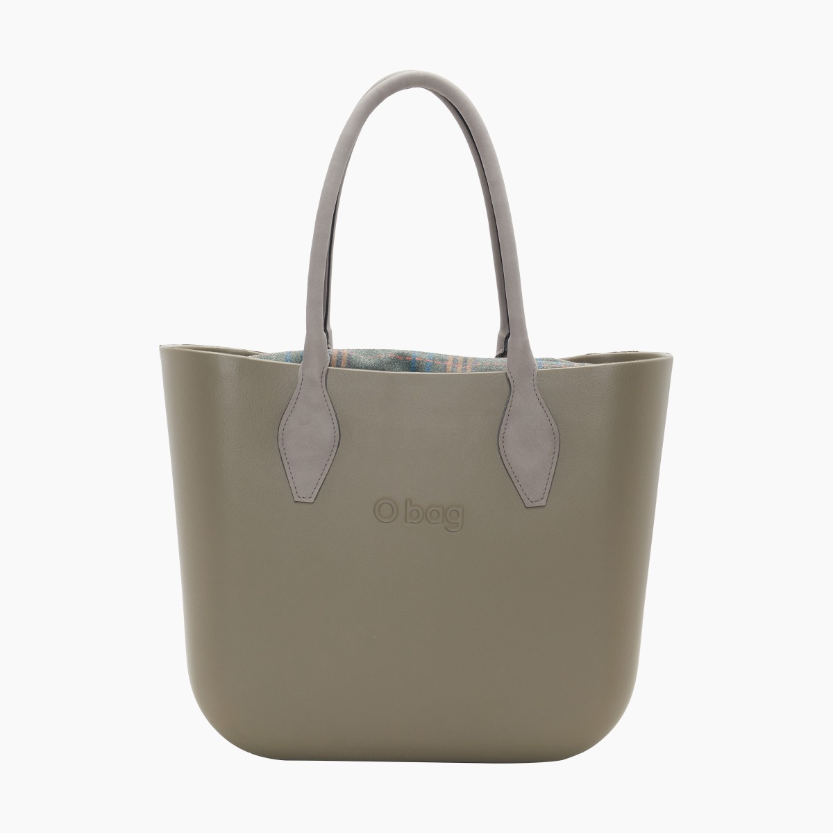 O bag con asa larga en rombo y bolsa de tejido escocés - O bag Official Website