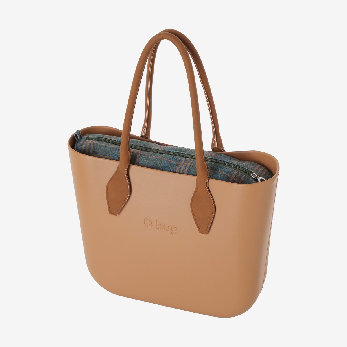 O bag con asa larga en rombo y bolsa de tejido escocés - O bag Official Website