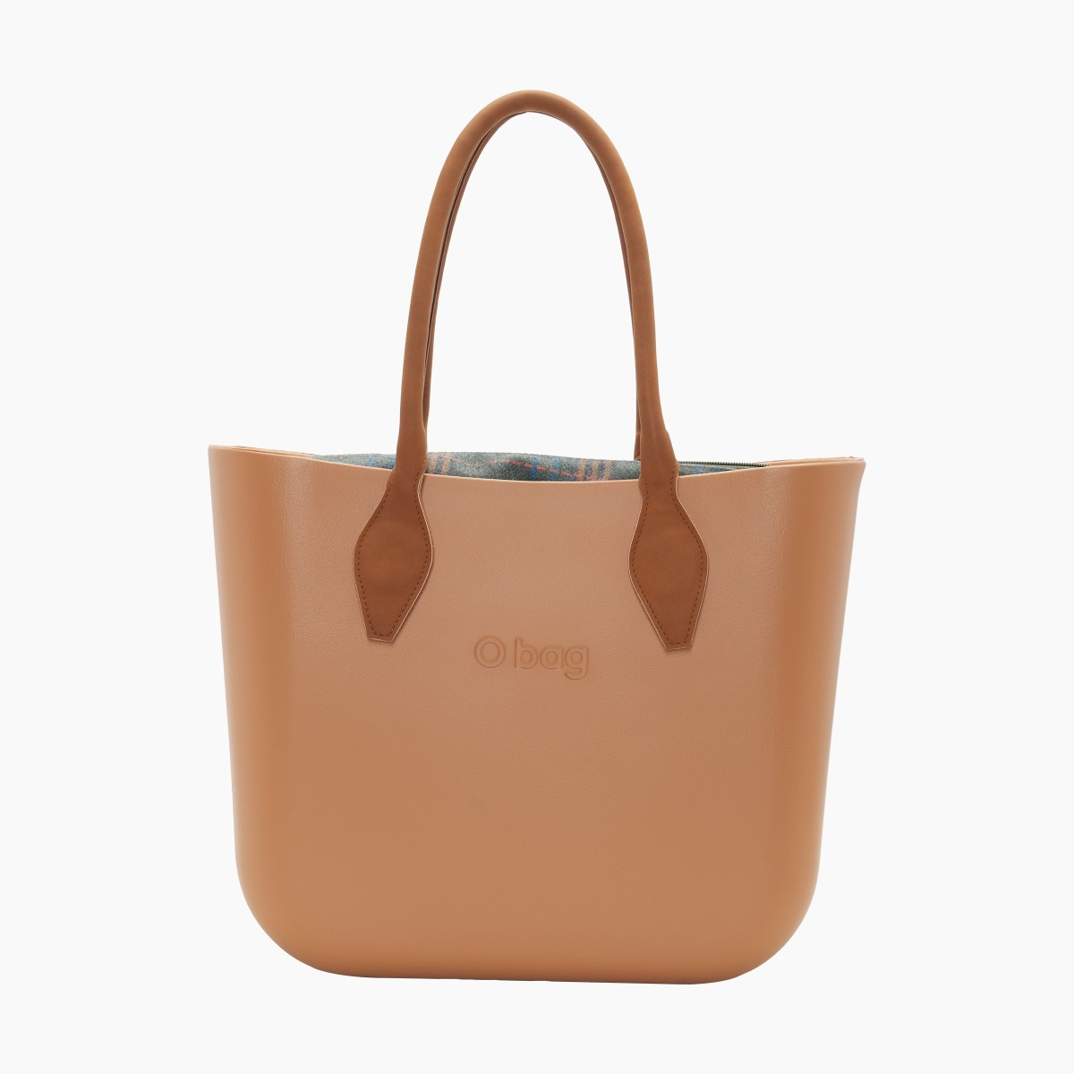 O bag con asa larga en rombo y bolsa de tejido escocés - O bag Official Website
