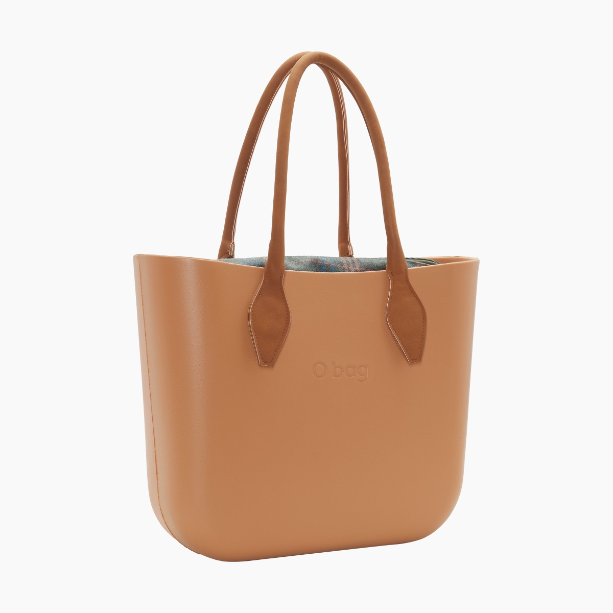 O bag con asa larga en rombo y bolsa de tejido escocés - O bag Official Website