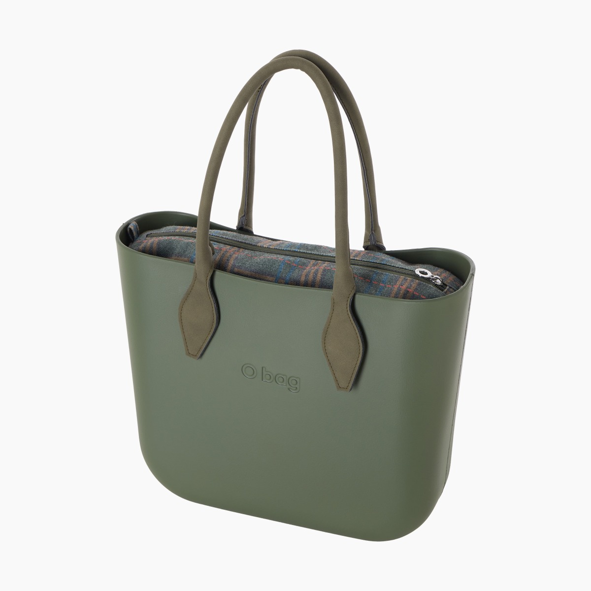 O bag con asa larga en rombo y bolsa de tejido escocés - O bag Official Website