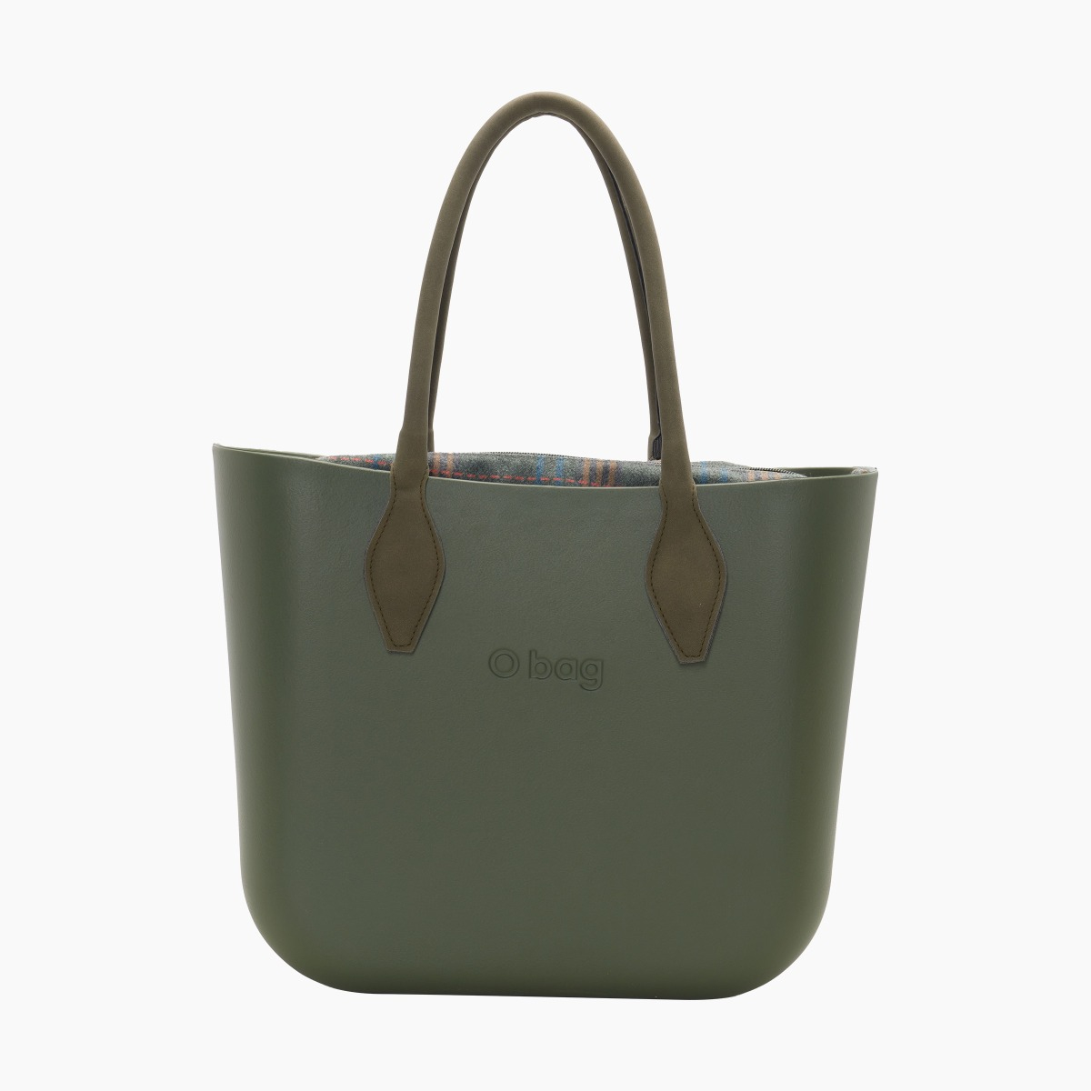 O bag con asa larga en rombo y bolsa de tejido escocés - O bag Official Website