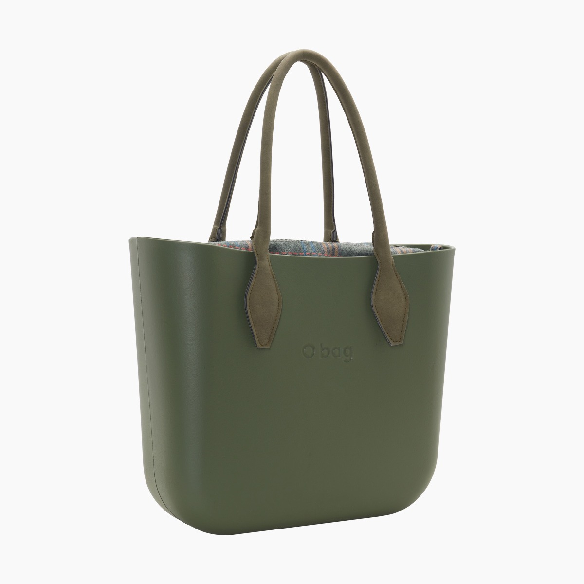 O bag con asa larga en rombo y bolsa de tejido escocés - O bag Official Website