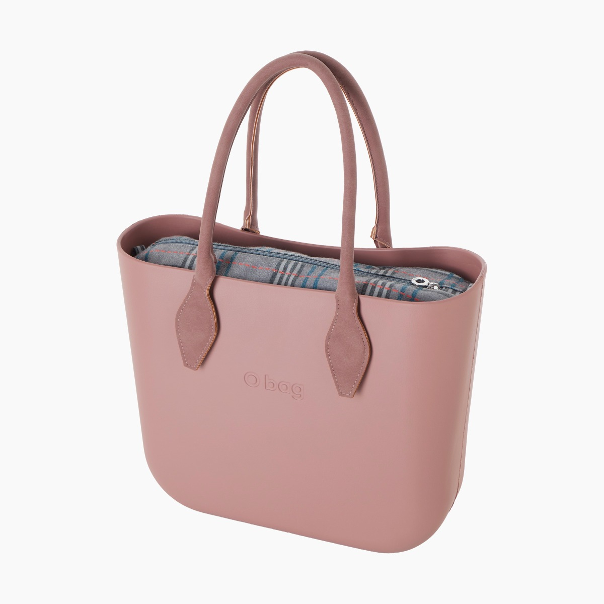 O bag con asa larga en rombo y bolsa de tejido escocés oscuro - O bag Official Website