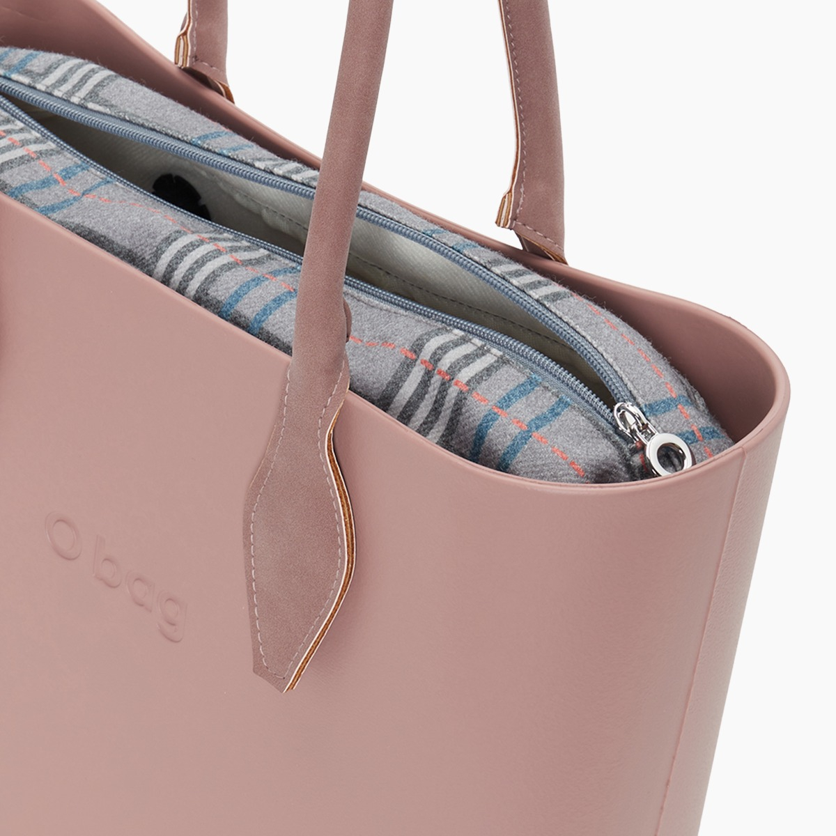 O bag con asa larga en rombo y bolsa de tejido escocés oscuro - O bag Official Website