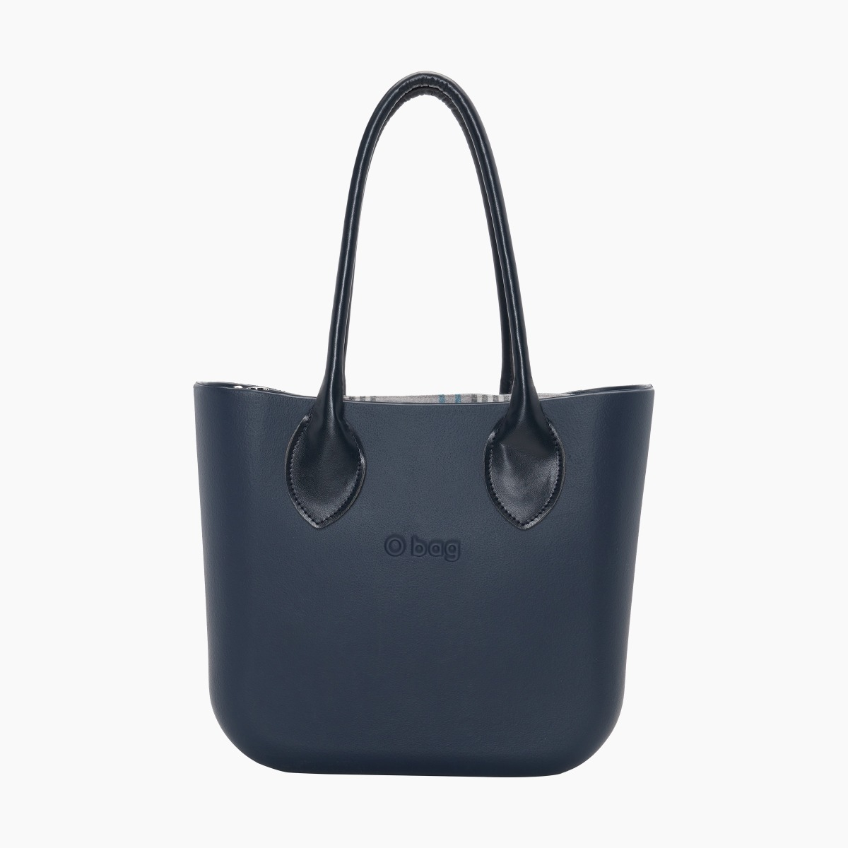 O bag mini con asa larga en forma de corazón y bolsa de tejido escocés oscuro - O bag Official Website