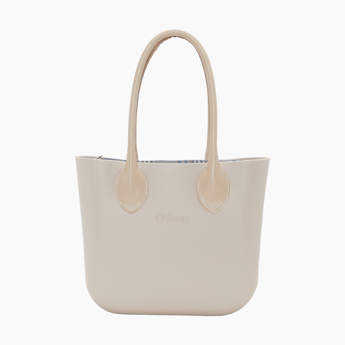 O bag mini con asa larga en forma de corazón y bolsa de tejido escocés oscuro - O bag Official Website